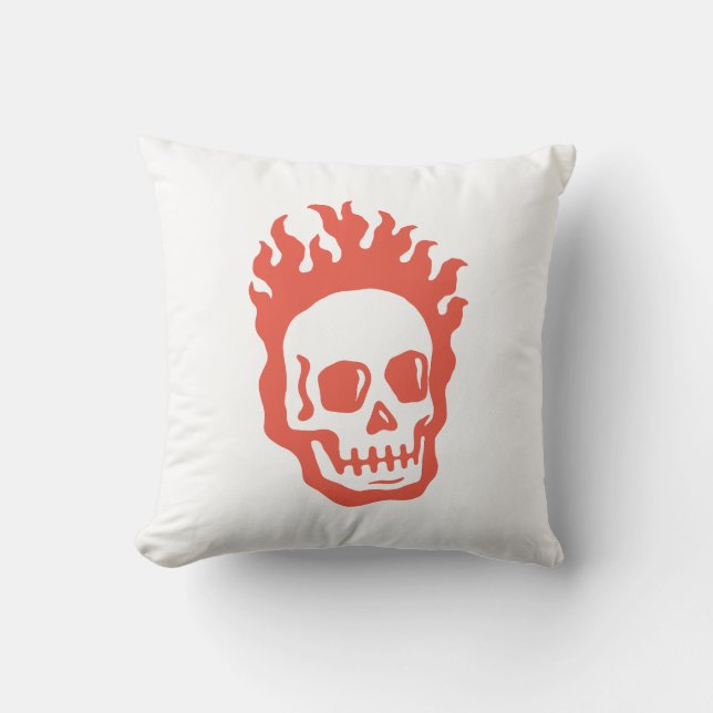 Fire Skull Throw Pillow (Front)