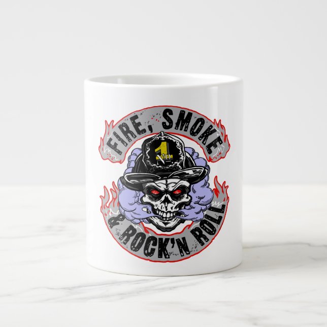 Fire, Smoke & Rock n Roll Giant Coffee Mug (Front)