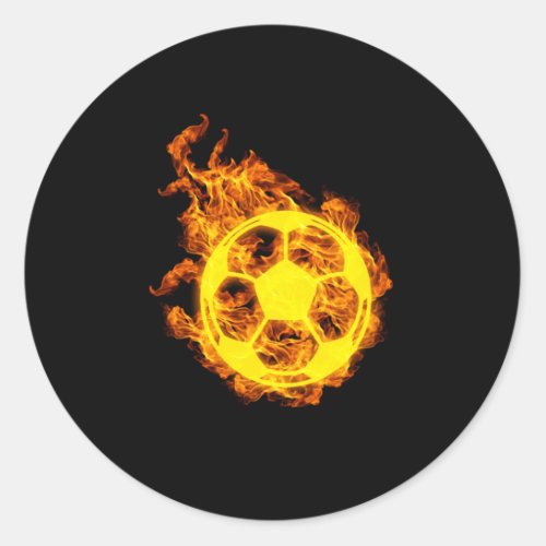 Fire Soccer Flames Ball Soccer Player Classic Round Sticker