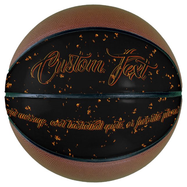 Fire Sparks Overlay Name Quote Burning Ashes Black Basketball (Front)