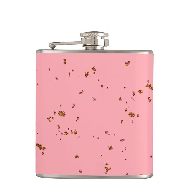 Fire Sparks Overlay Your Photo Blush Pink Flask (Front)