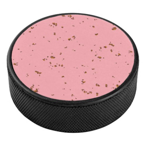 Fire Sparks Overlay Your Photo Blush Pink Hockey Puck