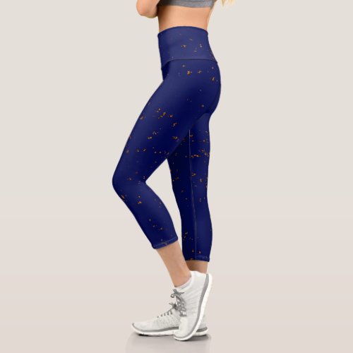 Fire Sparks Overlay Your Photo Bonfire Ashes Blue Capri Leggings