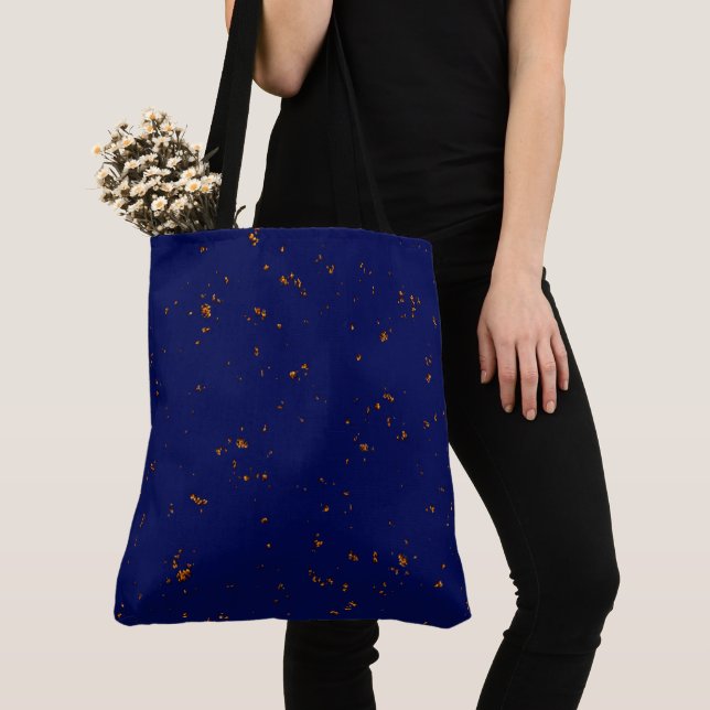 Fire Sparks Overlay Your Photo Bonfire Ashes Blue Tote Bag (Close Up)
