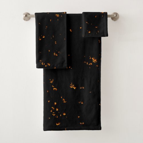 Fire Sparks Overlay Your Photo Burning Ashes Black Bath Towel Set