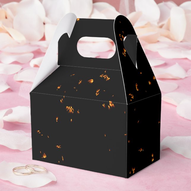Fire Sparks Overlay Your Photo Burning Ashes Black Favor Boxes (Wedding)