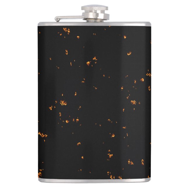 Fire Sparks Overlay Your Photo Burning Ashes Black Flask (Front)