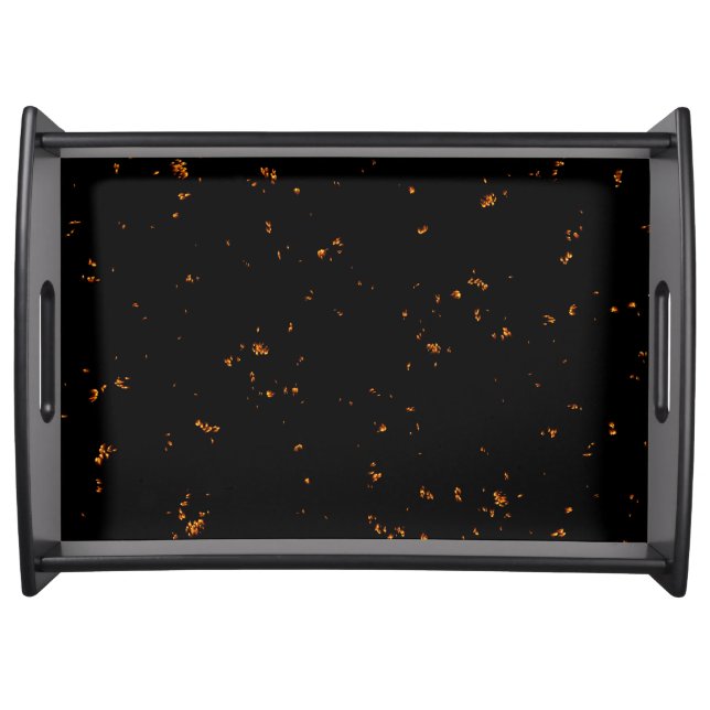 Fire Sparks Overlay Your Photo Burning Ashes Black Serving Tray (Front)