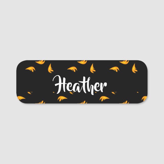 Fire sparks pattern on black name tag (Front)