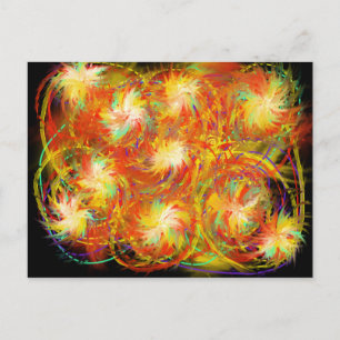 Fire Spirals Funky Colourful Flame Abstract Art Postcard