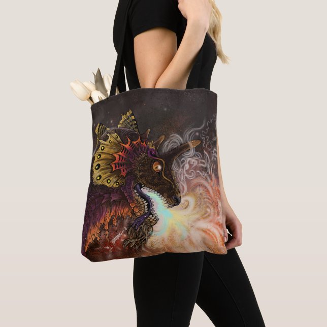 Fire Spitter Dragon Tote Bag (Close Up)