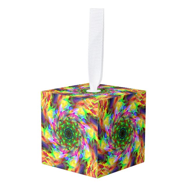fire spray cube ornament (Front Angled)