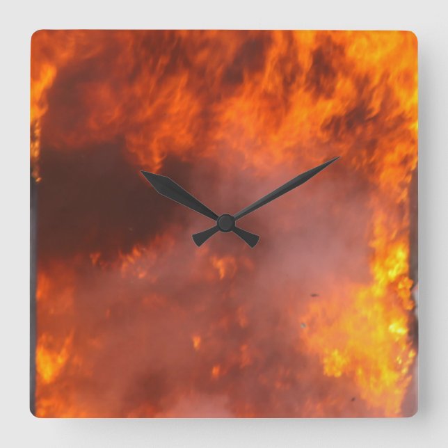 Fire  square wall clock (Front)