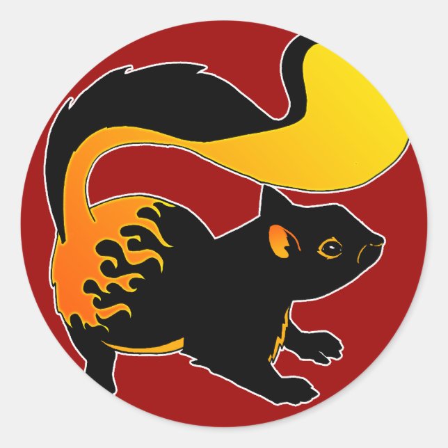 Fire Squirrel Classic Round Sticker (Front)