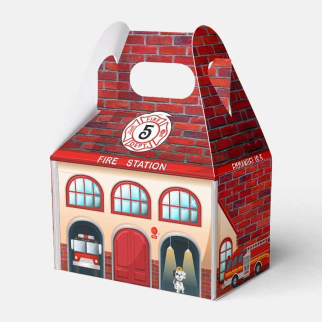 Fire Station House | Firefighter Birthday Party  Favor Boxes (Front Side)