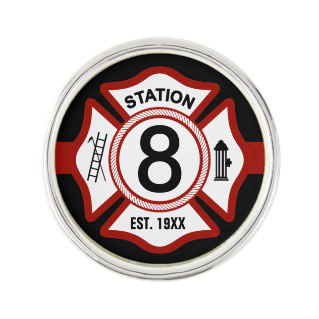 Fire Station Number Custom Lapel Pin (Front)