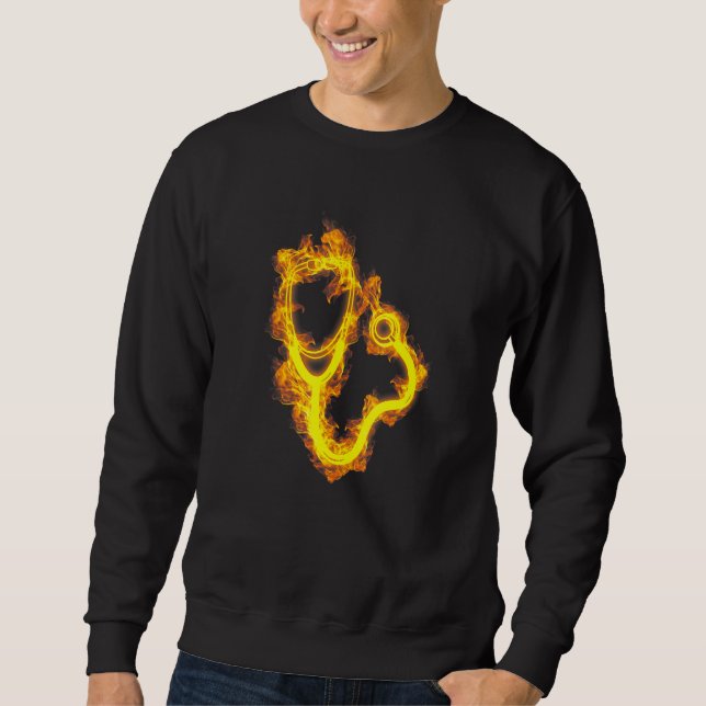 Fire Stethoscope Flames Doctor Care Nurse Sweatshirt (Front)