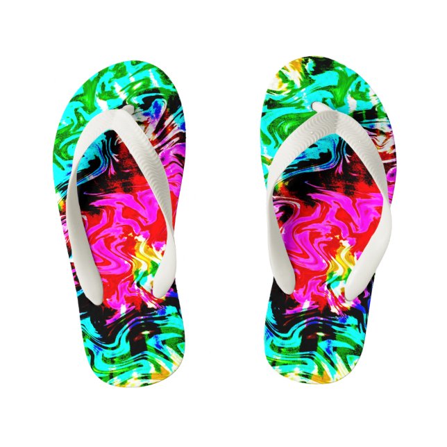 Fire Storm Tie Dye, Kid's Flip Flops (Footbed)