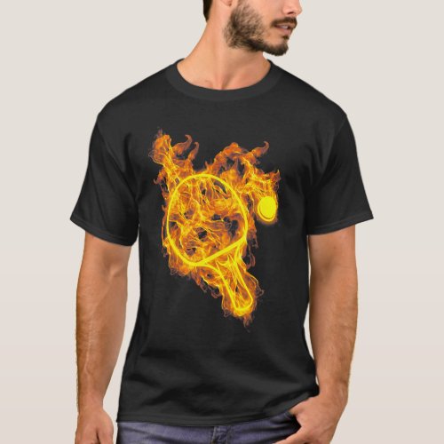 Fire Table Tennis Ball And Racket Flaming Ping Pon T_Shirt