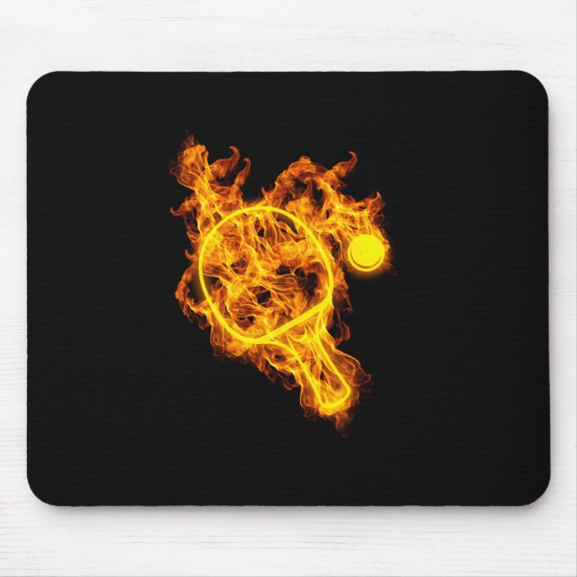 Fire Table Tennis Flames Bat Paddle Table Tennis P Mouse Pad (Front)