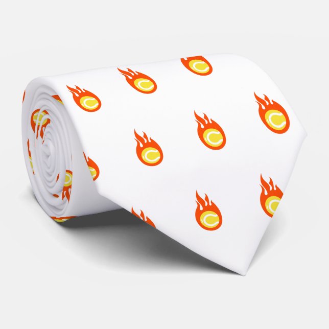 Fire Tennis Balls Modern Cool Funky Dad Father Neck Tie (Rolled)