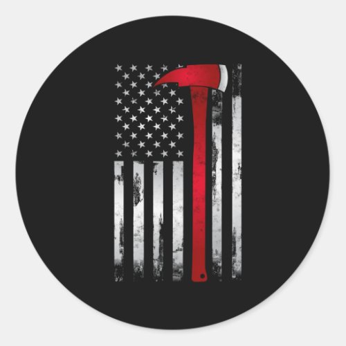 Fire Thin Red Line American Flag Axe For Firefight Classic Round Sticker