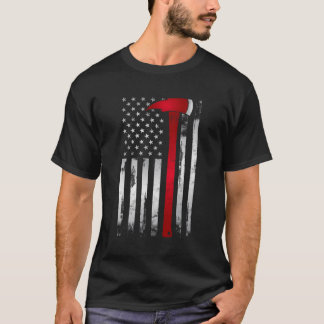 Fire Thin Red Line American Flag Axe For Firefight T-Shirt