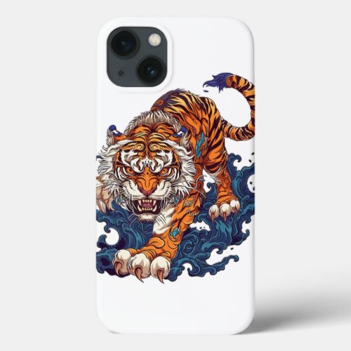 Fire tiger jump in craiyon  iPhone 13 case