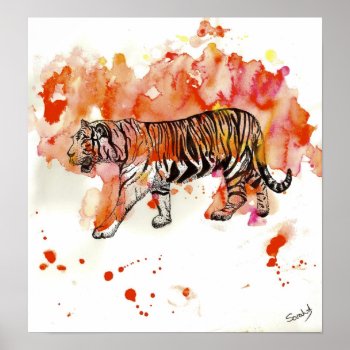 Fire Tiger Poster by Sharksvspenguins at Zazzle