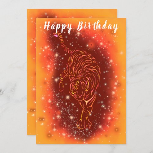 Fire Tiger Running At Starry Night _ Birthday