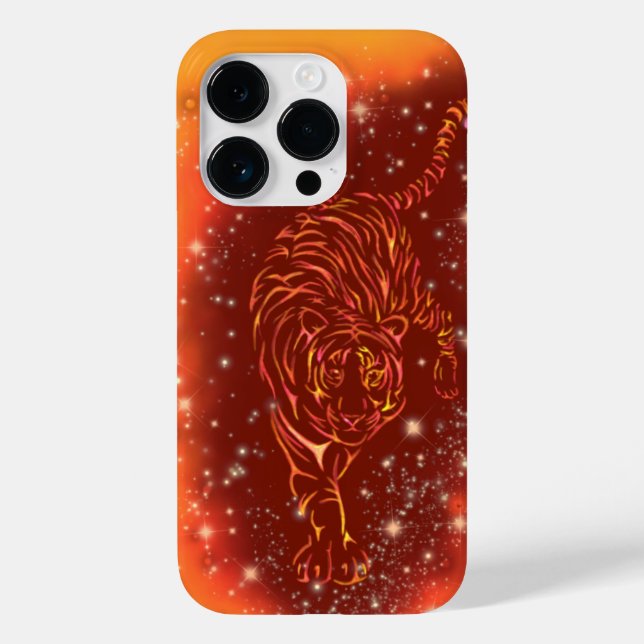 Fire Tiger Running iPhone Case Starry Night (Back)