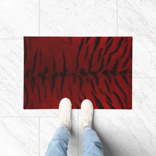 Fire Tiger Skin Print Doormat