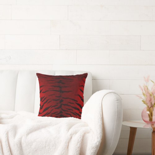 Fire Tiger Skin Print Throw Pillow