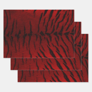 Fire Tiger Skin Print Wrapping Paper Sheets