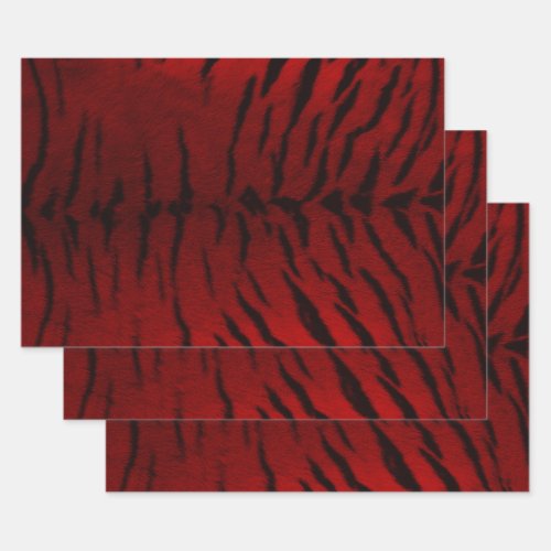 Fire Tiger Skin Print Wrapping Paper Sheets
