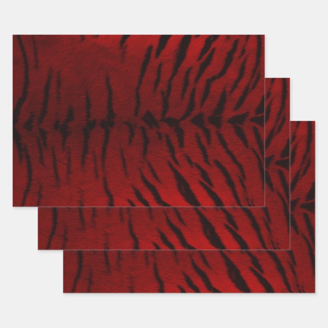 Fire Tiger Skin Print Wrapping Paper Sheets (Set)