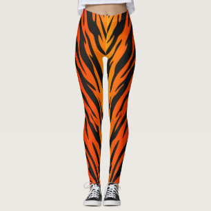 Fire Tiger Stripes Animal Print Leggings