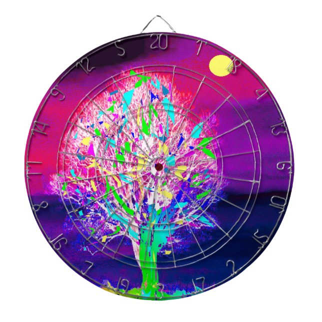 Fire Tree Dartboard With Darts (Front)