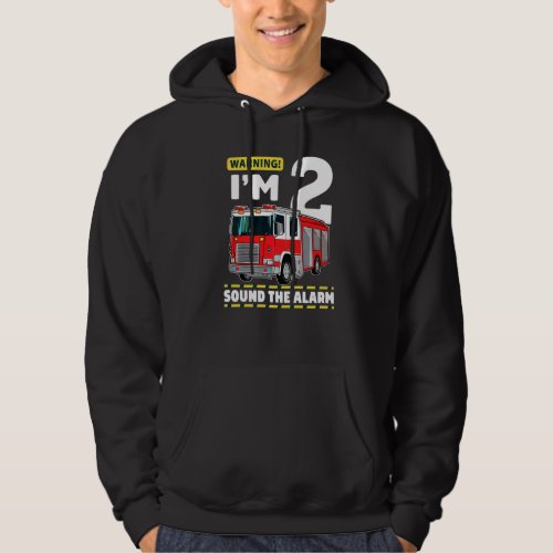 Fire Truck 2 Year Old Firefighter 2nd Birthday Boy Hoodie