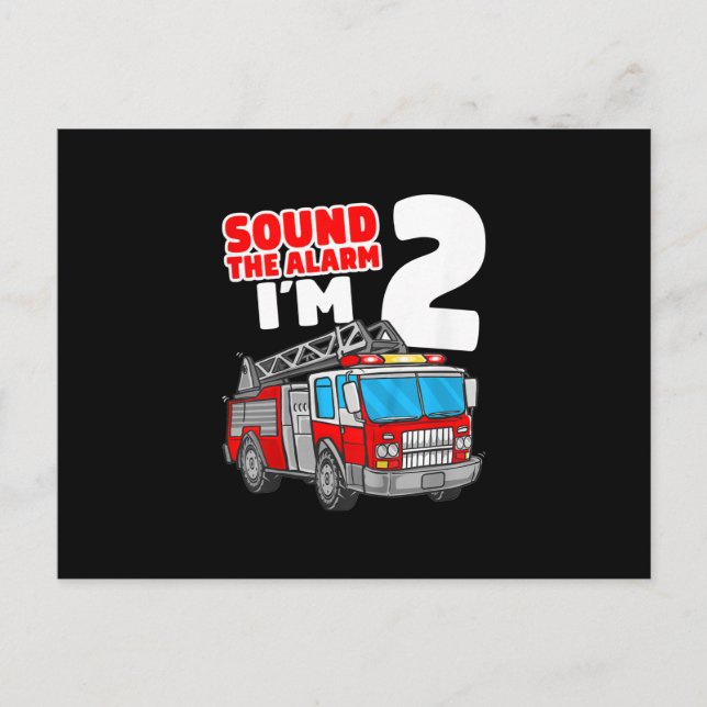 Fire Truck 2 Year Old Firefighter 2nd Birthday Holiday Postcard (Front)
