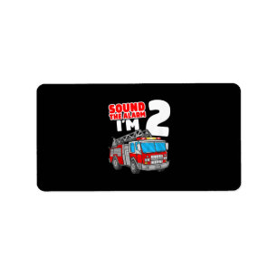Fire Truck 2 Year Old Firefighter 2nd Birthday Label