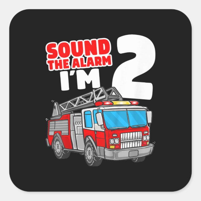 Fire Truck 2 Year Old Firefighter 2nd Birthday Square Sticker (Front)