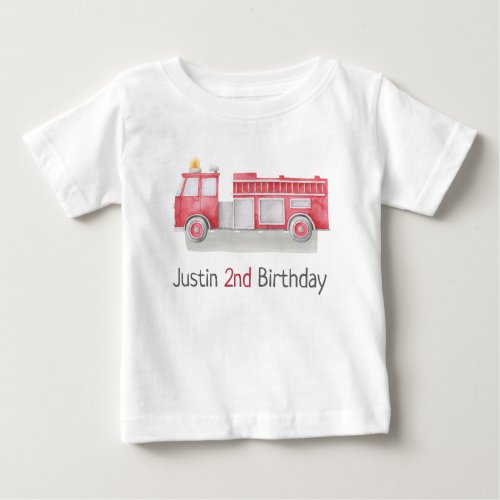 fire truck 2nd Birthday Boy  Baby T_Shirt