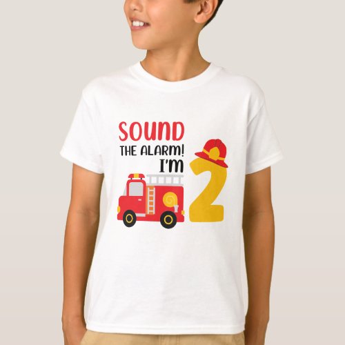Fire Truck 2nd Birthday Party T_Shirt