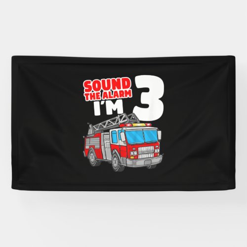 Fire Truck 3 Year Old Firefighter 3rd Birthday Banner