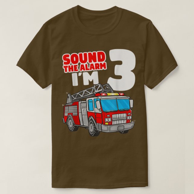 Fire Truck 3 Year Old Firefighter 3rd Birthday Boy T-Shirt (Design Front)