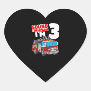 Fire Truck 3 Year Old Firefighter 3rd Birthday Heart Sticker