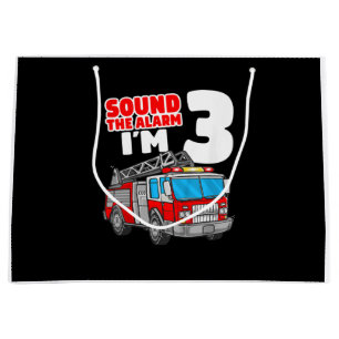 Fire Truck 3 Year Old Firefighter 3rd Birthday Large Gift Bag