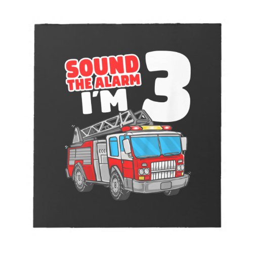 Fire Truck 3 Year Old Firefighter 3rd Birthday Notepad