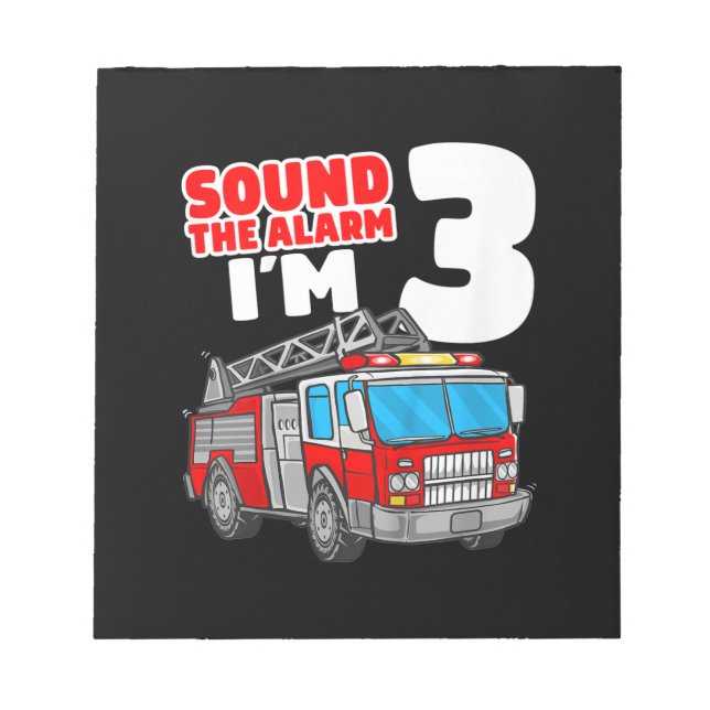 Fire Truck 3 Year Old Firefighter 3rd Birthday Notepad (Front)
